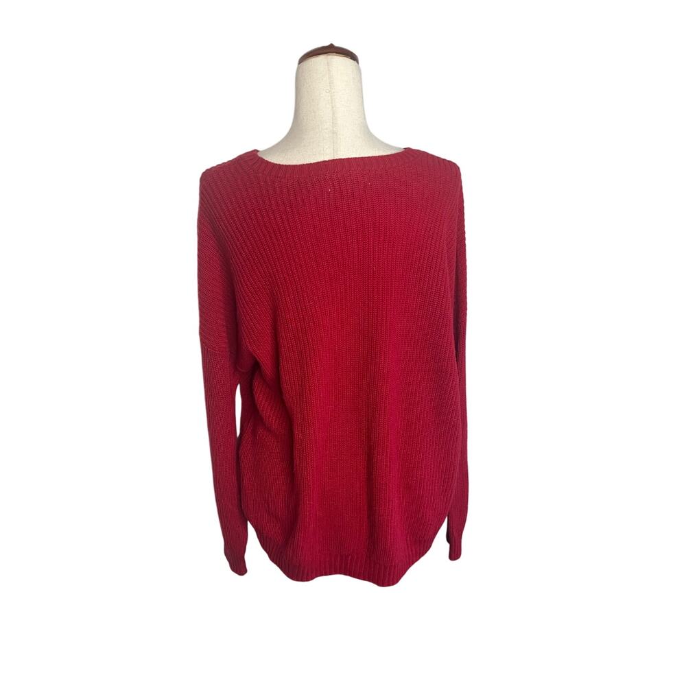 Hollister Red Ribbed Knit Crewneck Sweater Size Large